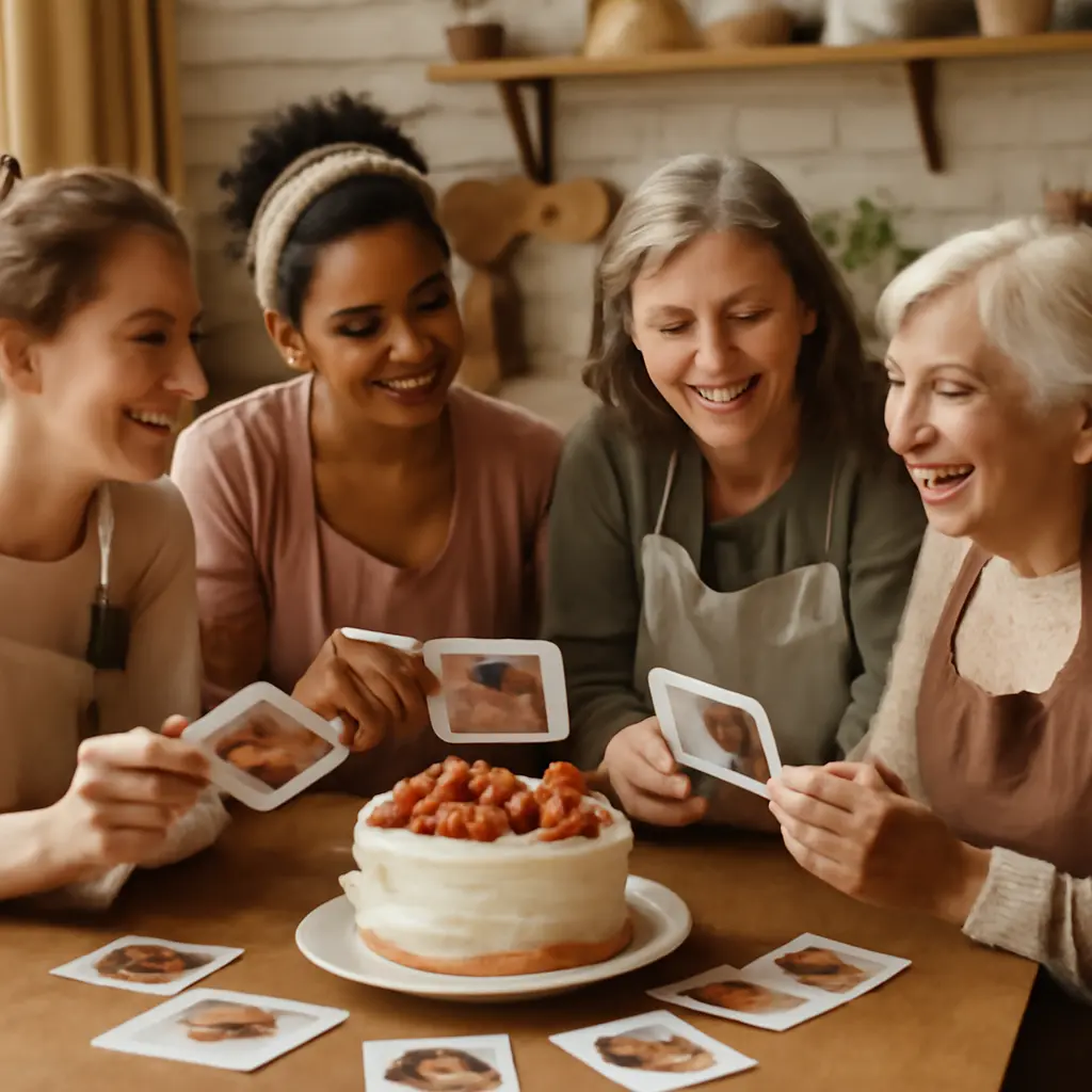 Bakers discussing cakes A group of bakers sharing cake photos and notes