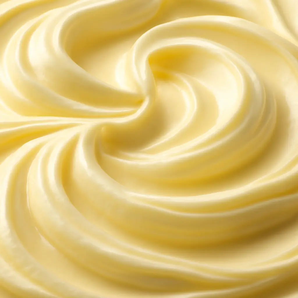 Buttercream swirls on cake Close-up of smooth buttercream swirls on a decorated cake