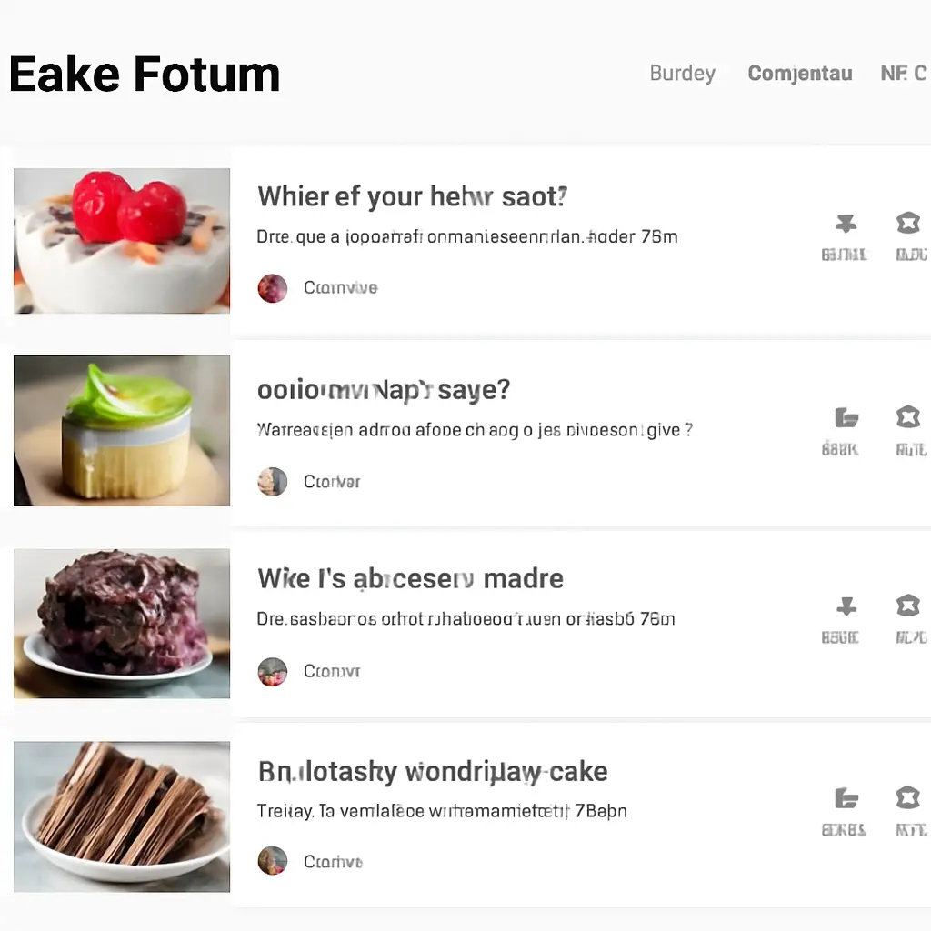 Cake community online An online cake forum interface with posts and user avatars