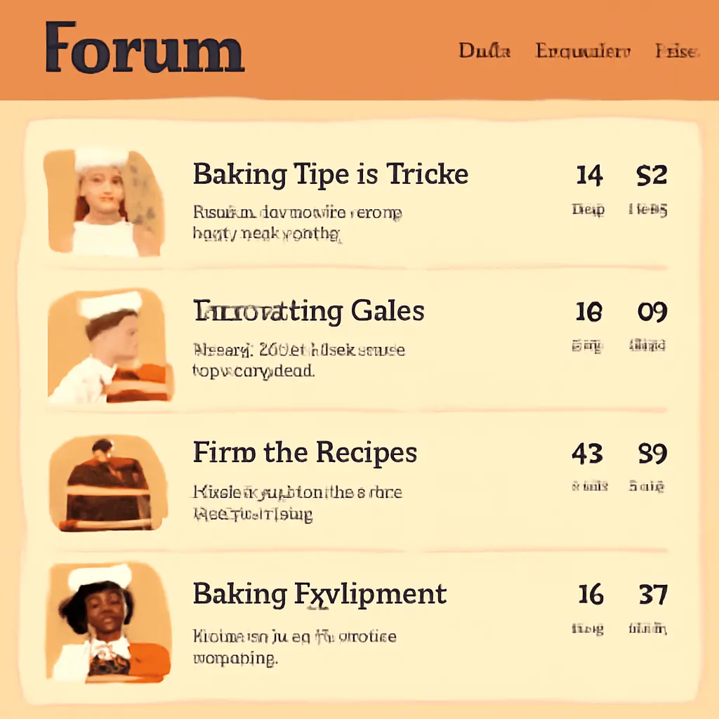 Community cake forum Bakers discussing cakes in an online forum setting