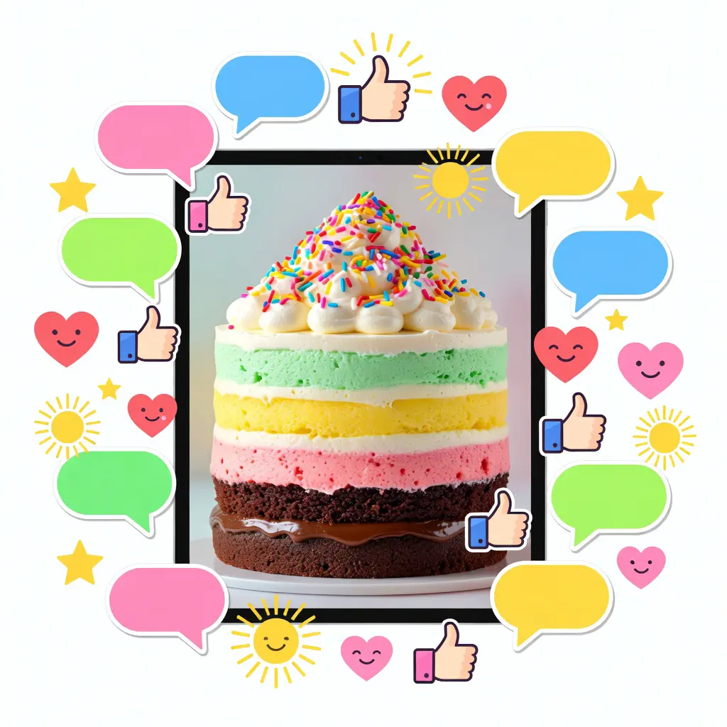 Online cake forum showing supportive community feedback on a decorated cake with encouraging comments